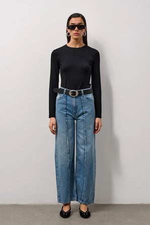 Açık Mavi Mom Fit Yüksek Bel Jean