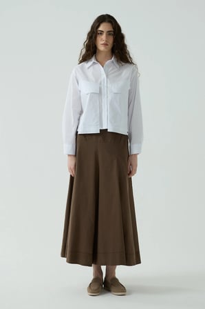 Beyaz Çift Cepli Mini Poplin Gömlek