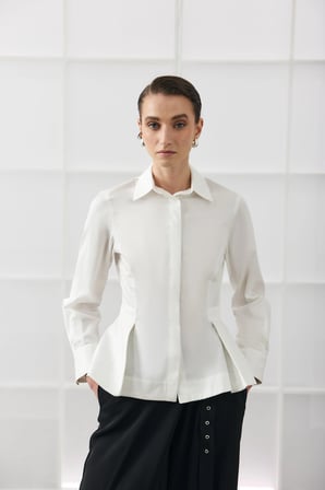 Beyaz Peplum Poplin Gömlek