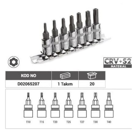 PRODHT D02065207 1/4 Torx Uçlu Lokma Takımı 7 Parça