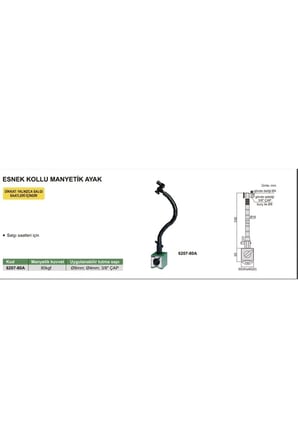 Insize 6207-80A Esnek Kollu Manyetik Ayak (80kg)