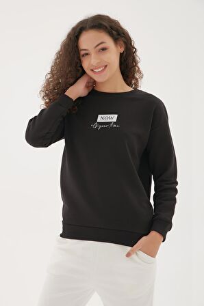 Baskılı Sweatshirt Siyah / Black