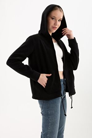 Kapüşonlu Polar Sweatshırt Siyah / Black