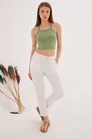 Askılı Crop Atlet Yeşil / Green