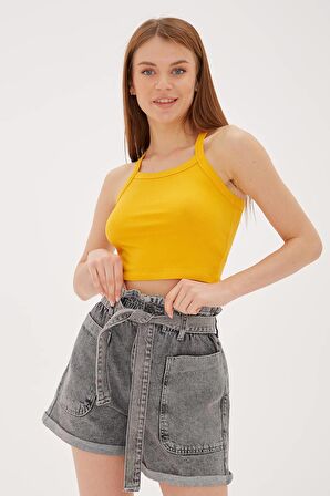 Askılı Crop Atlet Turuncu