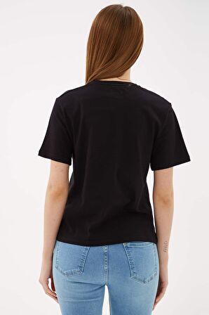 Taş Detaylı T-Shirt Siyah
