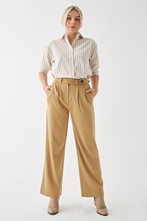 Geniş Paça Pantolon Bej