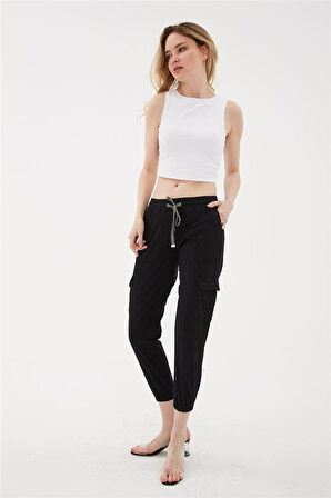 Kargo Cep Jogger Pantolon Siyah