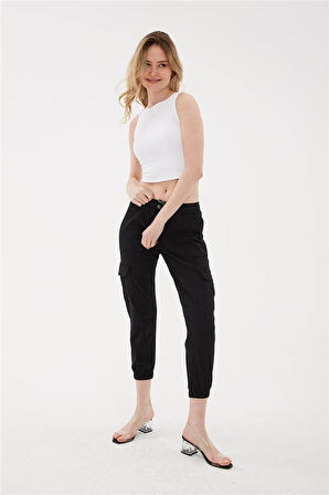 Kargo Cep Jogger Pantolon Siyah