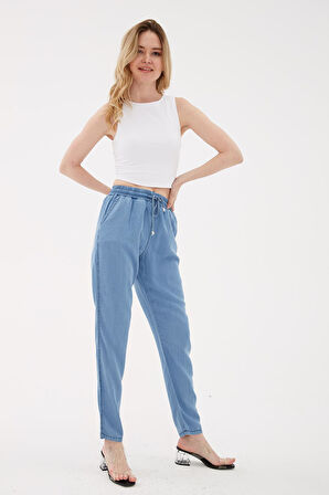 Beli Bağlamalı Denim Pantolon A.Mavi