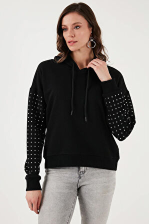 Taş Detaylı Sweat Siyah