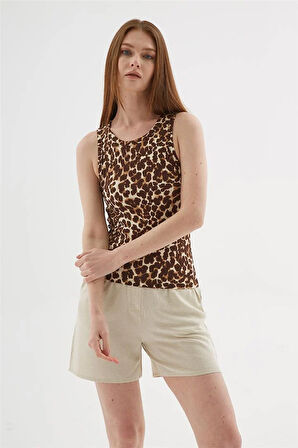 Crop Atlet Leopar Desenli