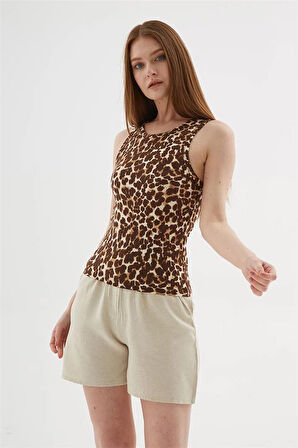 Crop Atlet Leopar Desenli