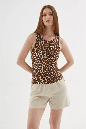 Crop Atlet Leopar Desenli