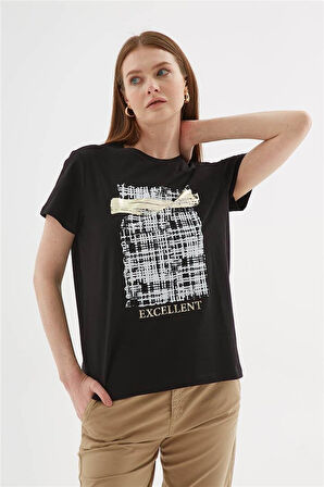Baskılı T-Shirt Siyah
