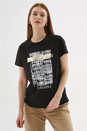 Baskılı T-Shirt Siyah