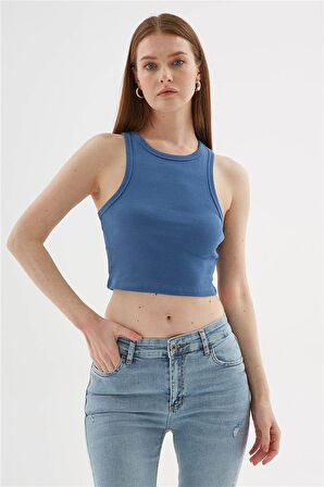 Crop Atlet İndigo