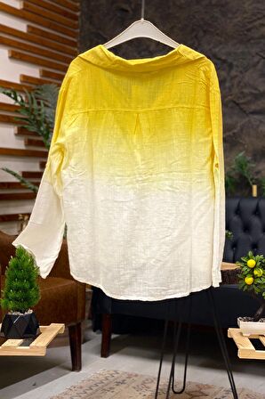 Batik Desen Yakılı Yarım Düğmeli Gömlek