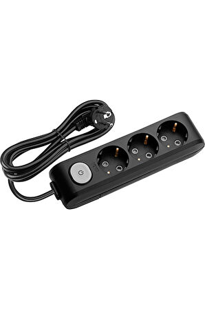 VİKO-90137305 Multi Let Siyah Üçlü Priz Anahtarlı Çocuk Korumalı  5 Metre