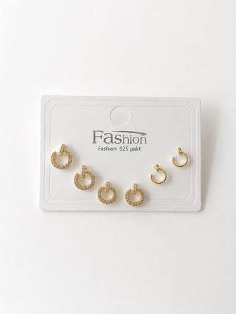 Minimal Halkalar Gold Altılı Küpe