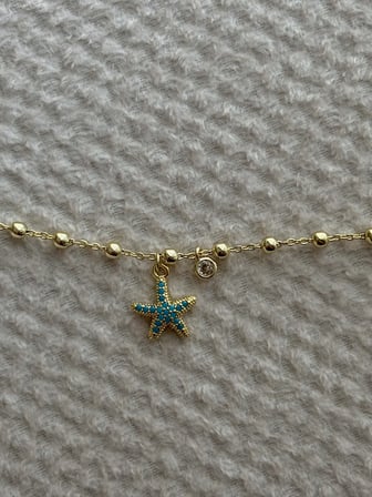 Mavi Yıldızlı Gold Halhal