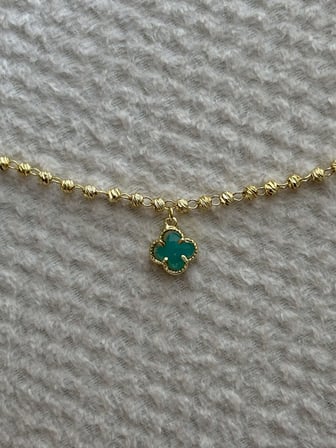 Turkuaz Yoncalı Dorika Gold Halhal