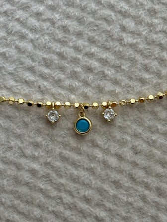 Mavi ve Zirkon Taşlı Gold Halhal