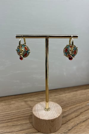 Mineli Vintage Kırmızı Toplu Küpe