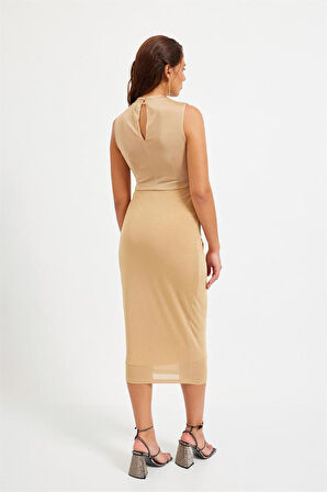 Camel Simli Örme Kumaş Rahat Kalıp Takım