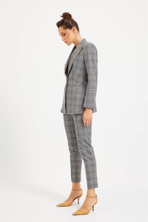 Gri Ekose Blazer Pantolon Takım