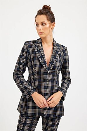 Siyah Ekose Blazer Pantolon Takım