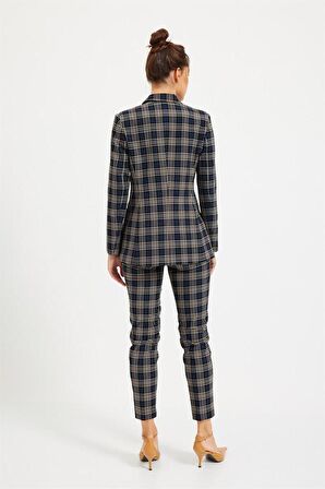 Siyah Ekose Blazer Pantolon Takım