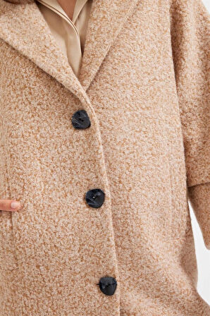 Bej Balon Kollu Uzun Kaban