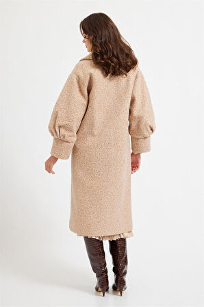 Bej Balon Kollu Uzun Kaban