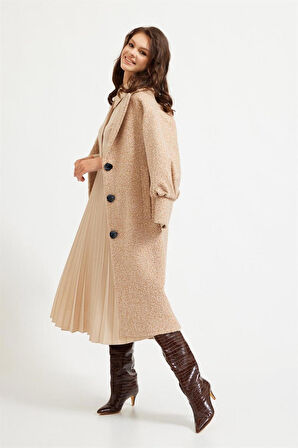 Bej Balon Kollu Uzun Kaban