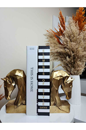 2'li Gold Polyester Kübik At Kitap Tutacağı