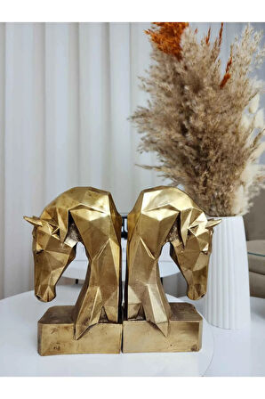 2'li Gold Polyester Kübik At Kitap Tutacağı