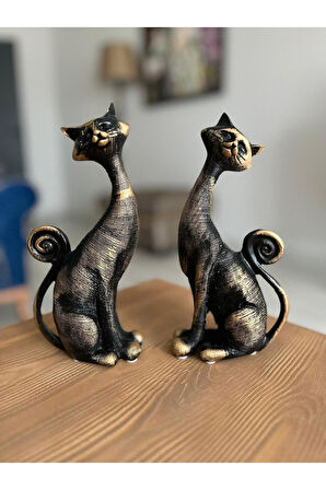 Dekoratif Hediyelik Kuyruklu Kedi Biblo