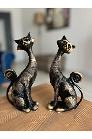 Dekoratif Hediyelik Kuyruklu Kedi Biblo