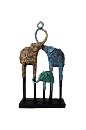 Dekoratif Fil Ailesi Biblo 36x18x6 Cm