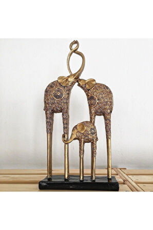 Dekoratif Fil Ailesi Biblo 36x18x6 Cm
