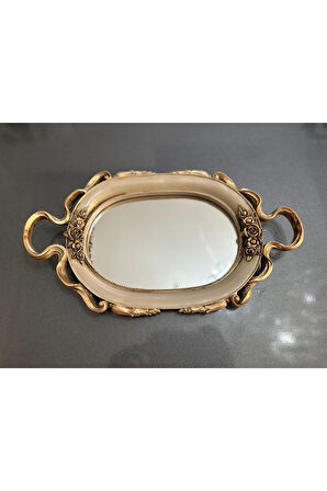 Tepsi , Özel tasarım el yapımı kahve tepsi 30cm bej rengi