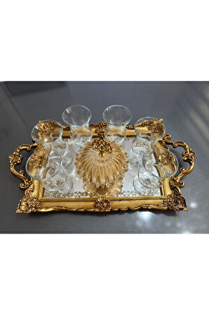 El boyaması tepsi büyük boy gold , el yapımı özel tasarım tepsi