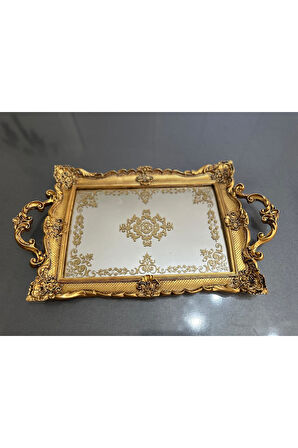 El boyaması tepsi büyük boy gold , el yapımı özel tasarım tepsi