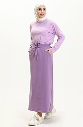 Beli Bağlamalı Cepli Spor Etek - 0152 - Leylak