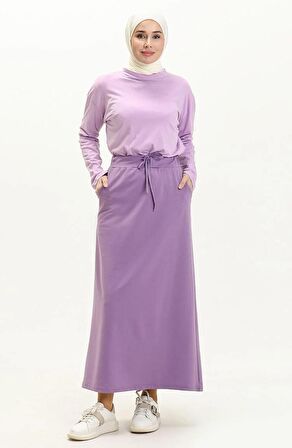 Beli Bağlamalı Cepli Spor Etek - 0152 - Koyu Lila