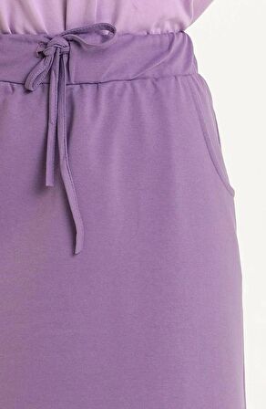 Beli Bağlamalı Cepli Spor Etek - 0152 - Koyu Lila