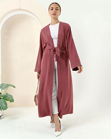 Taş Detaylı Kimono - 70039 - Gül Kurusu
