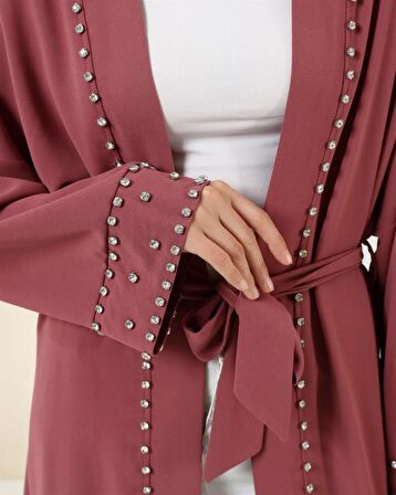 Taş Detaylı Kimono - 70039 - Gül Kurusu