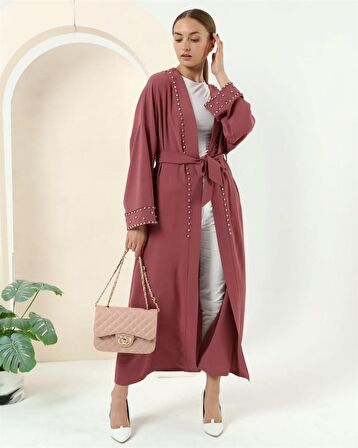 Taş Detaylı Kimono - 70039 - Gül Kurusu
